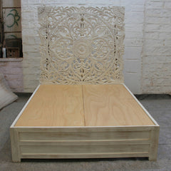 Dynasty Carved Queen Size Bed Natural