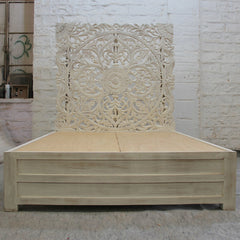 Dynasty Carved Queen Size Bed Natural