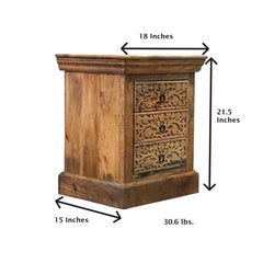 Mango Classic Handmade Solid Mango Wood Bedside Table 60