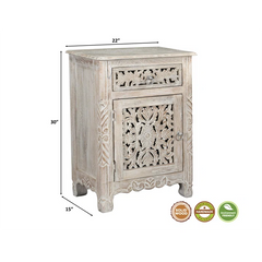 Indian Hand Carved  Solid Wood Bedside Table   07