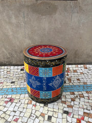 Indian Hand Painted Solid Wood Round Coffee Table C152