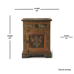 Mughal Hand Painted Multicolored Wooden Side Table