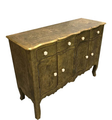 Indian Antique Embossed Brass Work Solid Wood Sideboard C21
