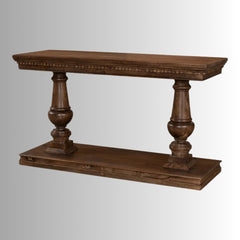 French Provincial Style Pillar Console Table Walnut