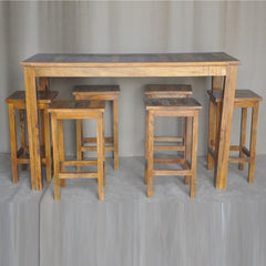 Corso Reclaimed & Mango Wood Bar Setting Set with Table and Stools Honey