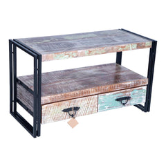 Aspen Indian Metal and Reclaimed Wood Rustic TV Stand C6