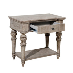 Indian Hand Carved  1-Drawer Solid Wood Bedside Table 62