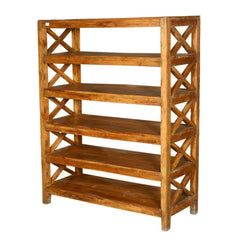 Dallas Ranch Rustic Reclaimed Wood 5 Open Shelf Bookcase