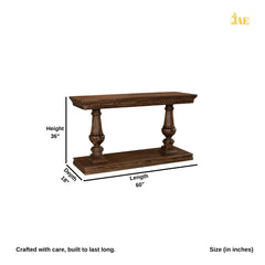 French Provincial Style Pillar Console Table Walnut