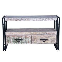 Aspen Indian Metal and Reclaimed Wood Rustic TV Stand C6