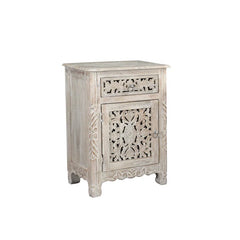Indian Hand Carved  Solid Wood Bedside Table   07