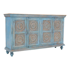 Indian Handmade Solid Wood Carved Doors Sideboard