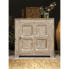 Indian Hand Carved Solid Hard Wood Single Door Cabinet D11