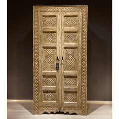 Indian Hand Carved Solid Wood Cabinet Bookshelf B12