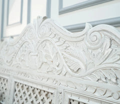 Handmade Indian Furniture Solid Hard Wood Swing Daybed in Whitewash