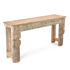 Antique Indian Hand Carved Solid Wood Console Table 06