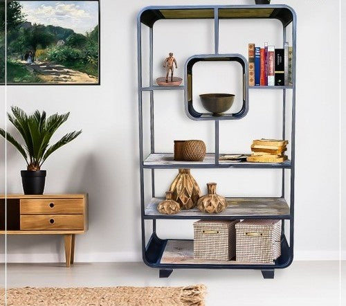 Miller Angle Industrial Wood Metal LOFT Bookshelf