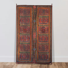 Indian Vintage Antique Hand Painted Reclaimed Wood Door Panel 120