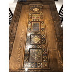 Mughal Hand Painted and Hand Carved Solid Wood Dining Table 14