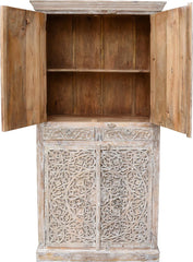 Indian Hand Carved Solid Wooden Cupboard Wardrobe D62