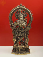 Indian Lord Krishna and Gopis On His Feet With Baal-Lila Brass Statue