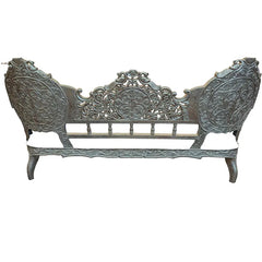 Indian Wooden & Silver Metal Handmade Carved Daybed Sofa D24