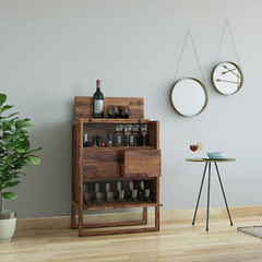 The Attic Tika Wood Designer Bar Cabinet Honey