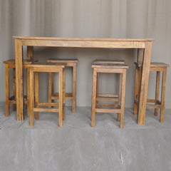 Corso Reclaimed & Mango Wood Bar Setting Set with Table and Stools Honey