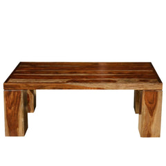 Contemporary Solid Wood Coffee Table w Block Legs