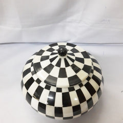 Real Bone Inlay Oval Designer Luxury Jewellery Box Gift Storage Black