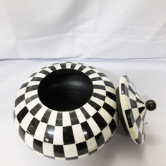 Real Bone Inlay Oval Designer Luxury Jewellery Box Gift Storage Black