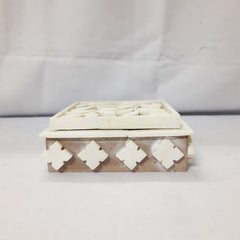 Real Bone Inlay Designer Luxury Jewelry Jewellery Box Gift Storage White Floral
