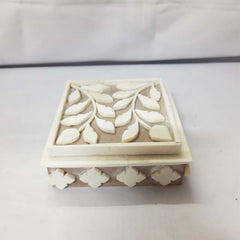 Real Bone Inlay Designer Luxury Jewelry Jewellery Box Gift Storage White Floral