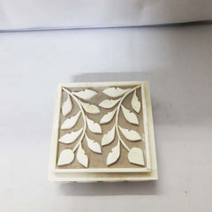 Real Bone Inlay Designer Luxury Jewelry Jewellery Box Gift Storage White Floral