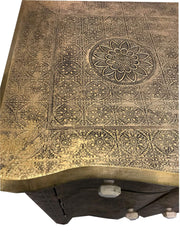 Indian Antique Embossed Brass Work Solid Wood Sideboard C21