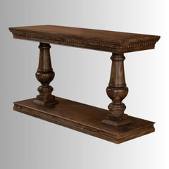 French Provincial Style Pillar Console Table Walnut