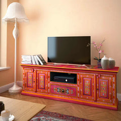 Indian Hand Painted Solid Wood TV Unit Stand B25