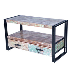 Aspen Indian Metal and Reclaimed Wood Rustic TV Stand C6