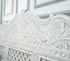 Handmade Indian Furniture Solid Hard Wood Swing Daybed in Whitewash