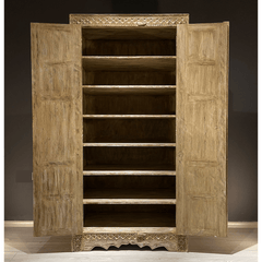 Indian Hand Carved Solid Wood Cabinet Bookshelf B12