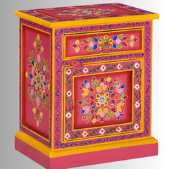 Mughal Hand Painted Multicolored Wooden Side Table