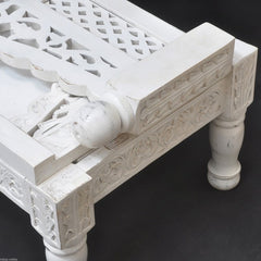 Mughal Garden Hand Carved Balinese Daybed White M