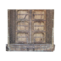 Indian Vintage Antique Handcrafted Wooden Brass Work Door 65
