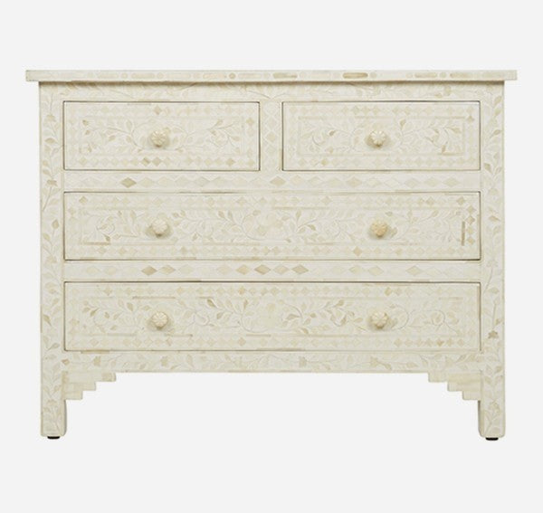 Maaya Bone Inlay Chest of Drawer sideboard White