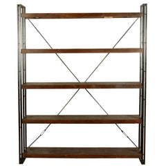 Industrial French 5 Open Shelf Rustic Reclaimed Wood Etagere Bookcase