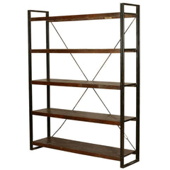Industrial French 5 Open Shelf Rustic Reclaimed Wood Etagere Bookcase