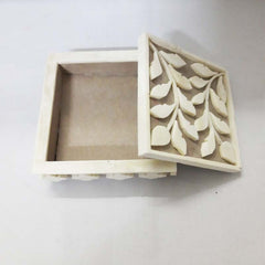 Real Bone Inlay Designer Luxury Jewelry Jewellery Box Gift Storage White Floral