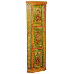 Mughal Garden Indian Solid Wood Hand Painted Corner Display Cabinet