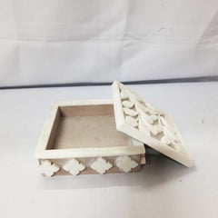 Real Bone Inlay Designer Luxury Jewelry Jewellery Box Gift Storage White Floral