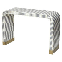 Maaya Bone inlay Grey White Striped Console Hall Table